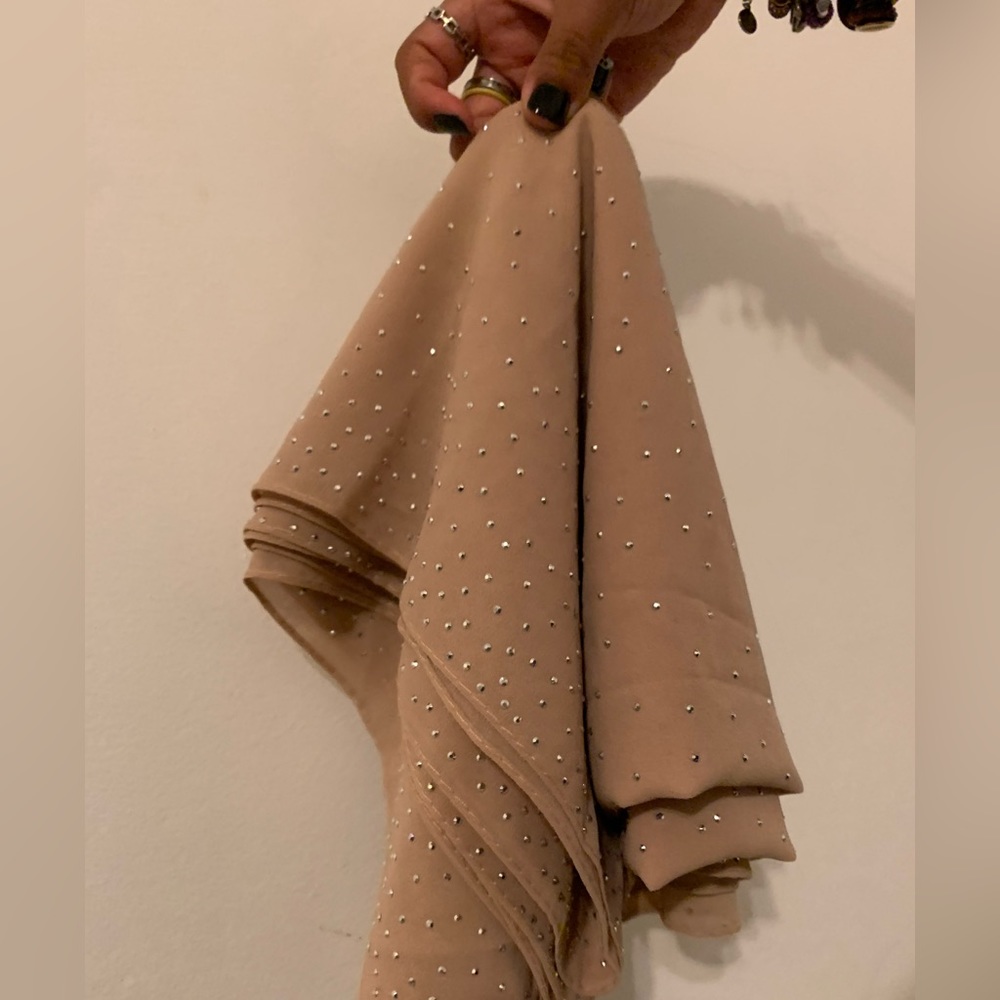 Tan sheer cover up with rhinestones